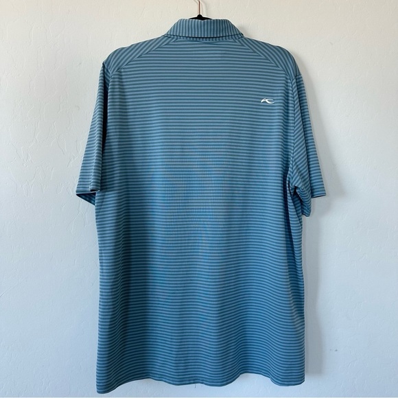 Kjus Lee Sage Green Light Blue Men’s Striped Short Sleeve Golf Polo Xtra Large - Picture 10 of 11